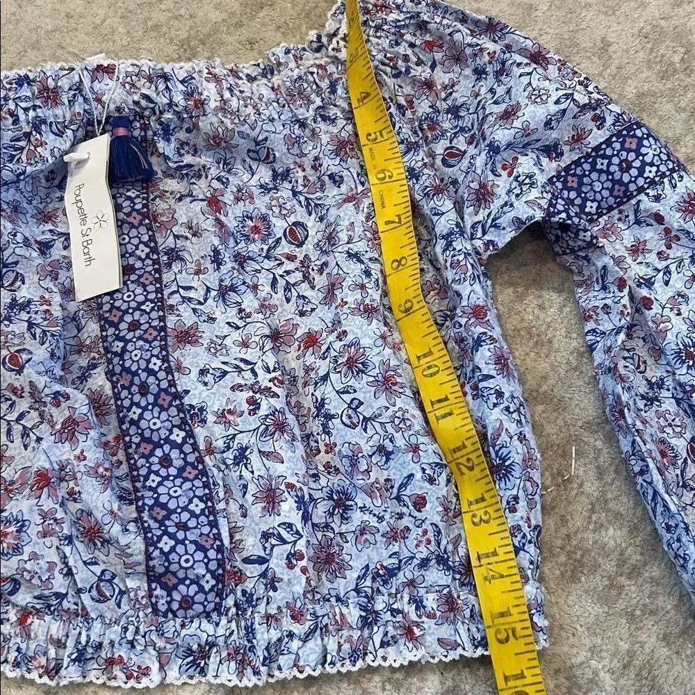 Poupette St. Barth Blue and Red Floral Blouse size small new with tags_9